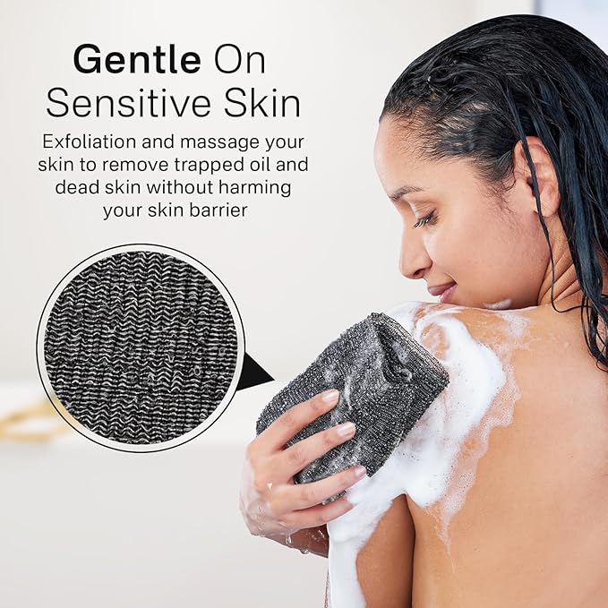 Yiclick 3 PCS Exfoliating Washcloth Towels - Exfoliating Body Scrubber Exfoliator, Back Scrubber for Shower Bath Use, Japanese & Korean Scrub Wash Cloths, Loofah Lufa Sponge Washer for Women Men