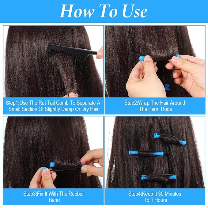 DOPENSPI 40 PCS Small Perm Rods for Short Hair, Plastic Curling Rods Cold Wave Rod Perming Curlers Hair Curling Rollers Perm Rod for DIY Styling Natural Hairs Short Long Hairs