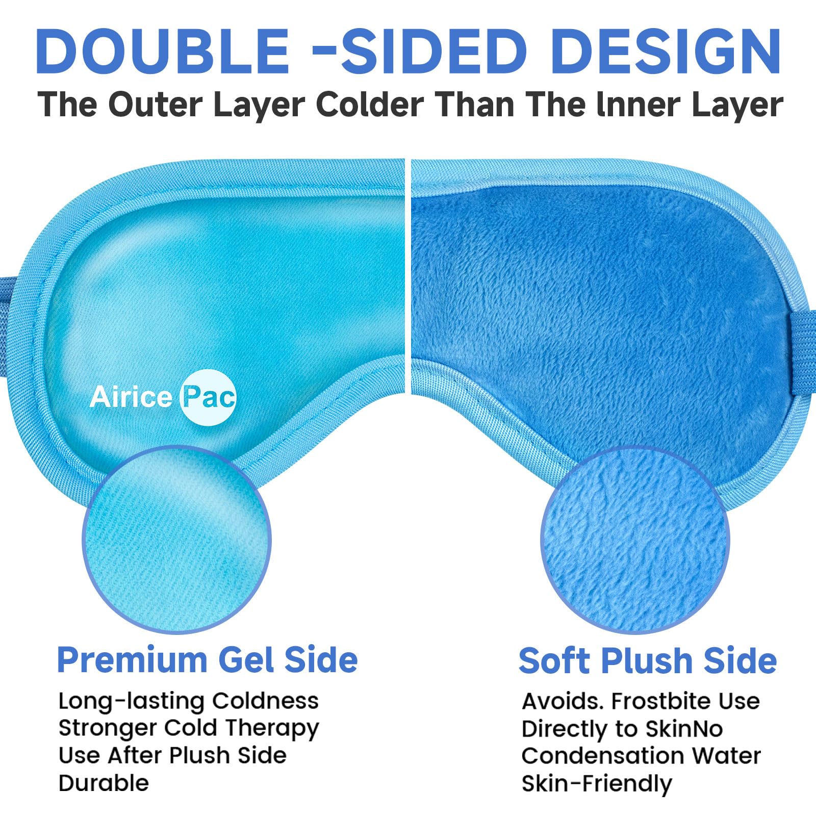 AiricePac Cold Eye Mask Cooling Eye Mask for Dry Eyes, Gel Eye Mask Eye Ice Pack Reusable Cold Eye Compress for Dark Circles, Migraines, Eye Surgery, Skin Care