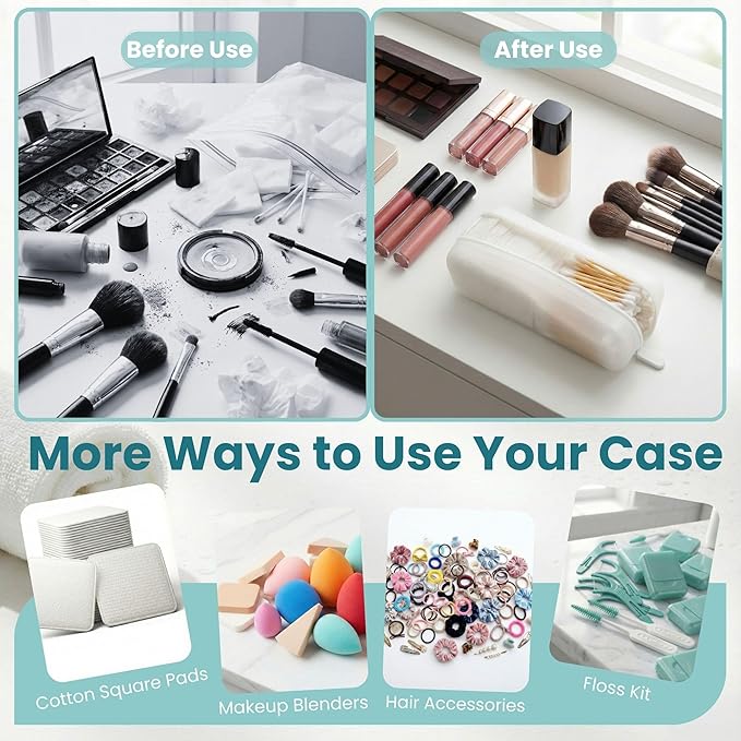 Cotton Pad Swab Travel Case, 2-in-1 Waterproof Organizer, VISFRESH (Clear)