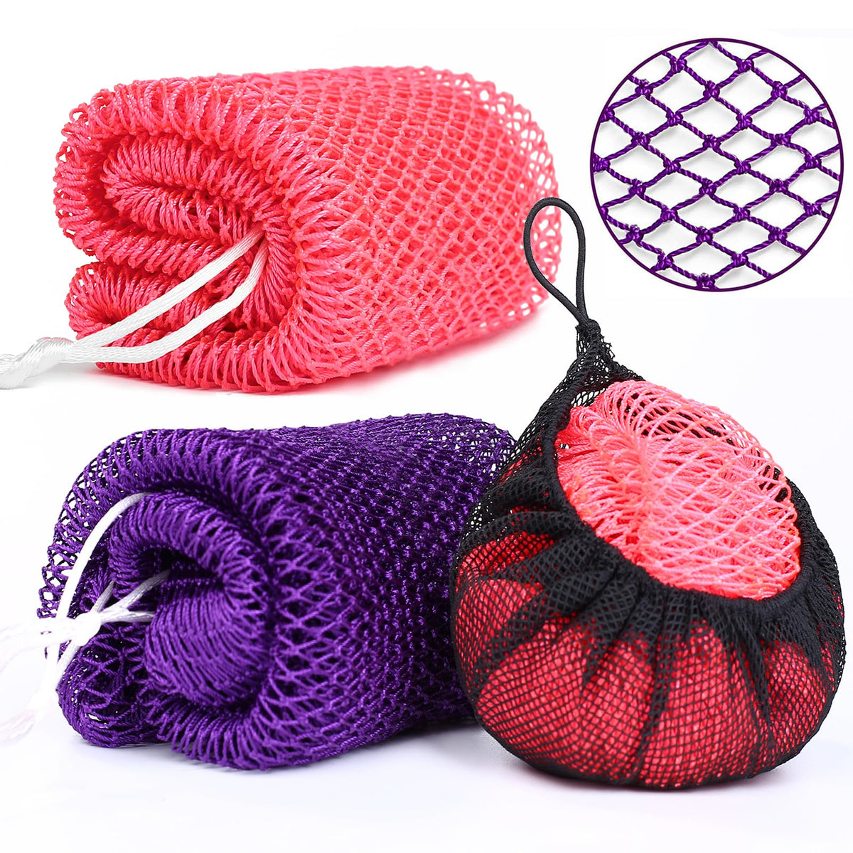 2 Pack African Net Sponge Authentic, Exfoliating Body Scrubber Bath Sponge