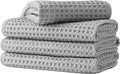 Microfiber Waffle Face Towels, 4 Pieces, Soft, Absorbent, Fast Drying, Lint Free 430 GSM (Silver)