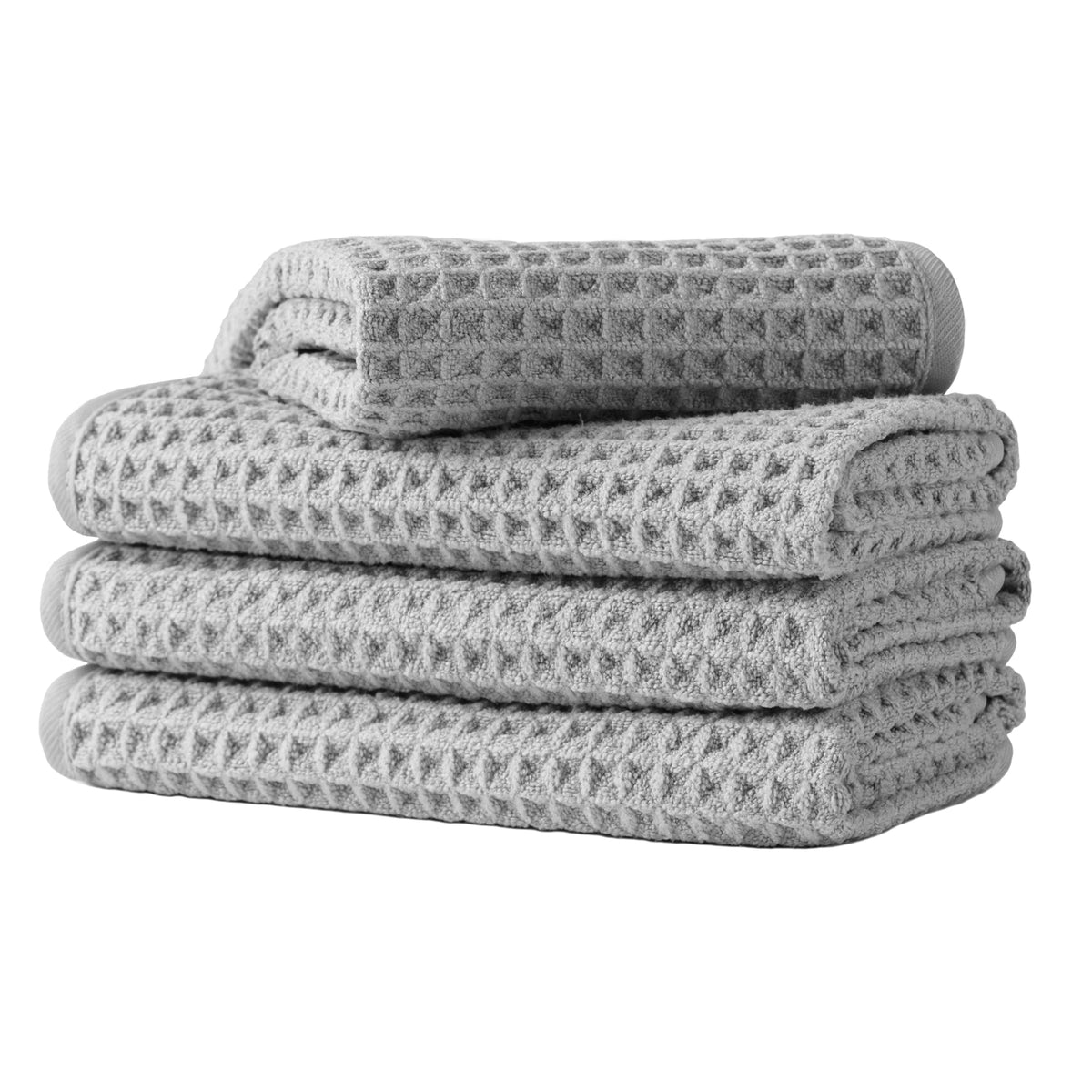 Microfiber Waffle Face Towels, 4 Pieces, Soft, Absorbent, Fast Drying, Lint Free 430 GSM (Turquoise)