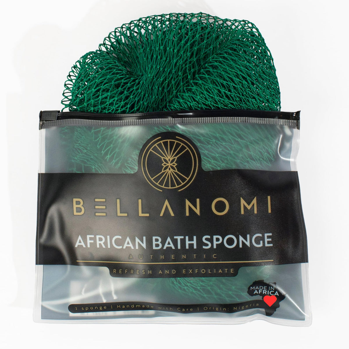 BELLANOMI African Exfoliating Net Sponge, Authentic, Ethically sourced from Nigeria, 45 inches Long, Back Scrubber for Daily use (Seafoam)
