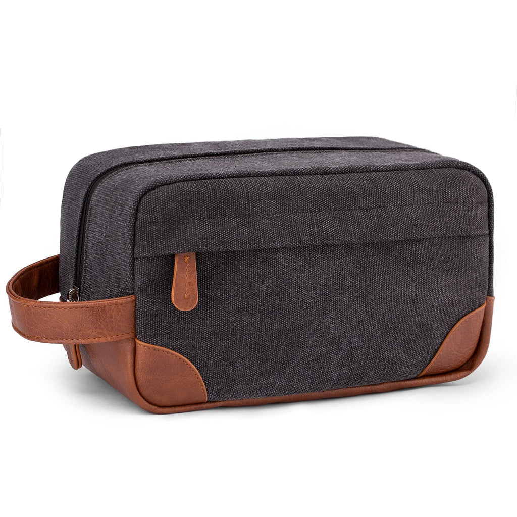 Vorspack Travel Toiletry Bag - Hanging Toiletry Bag for Men Water Resistant Canvas Shaving Bag with Large Capacity for Travel - Dark Grey