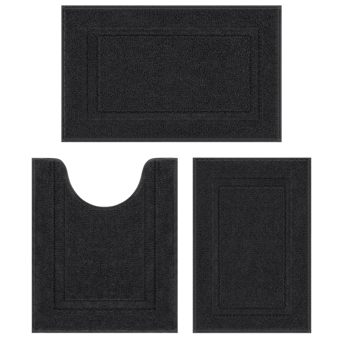 SHACOS Navy Blue Bathroom Rugs Sets 3 Piece Bath Mat U Shaped Toilet Rug