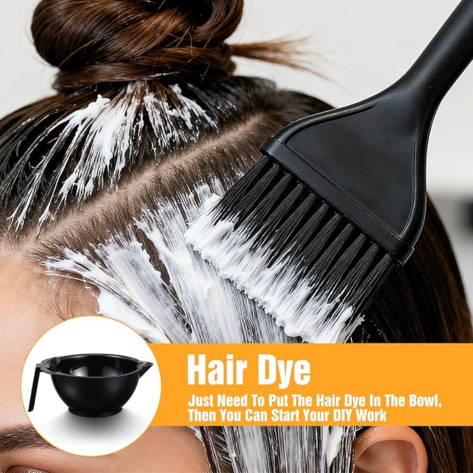 zisiueel Hair Dye Bowl Set - 6 Black Hair Color Mixing Bowls with Measurements, Pour Spout, Handle & Combed Edge - Reusable Salon Hair Coloring Bowls for Professional or Home Use ﻿