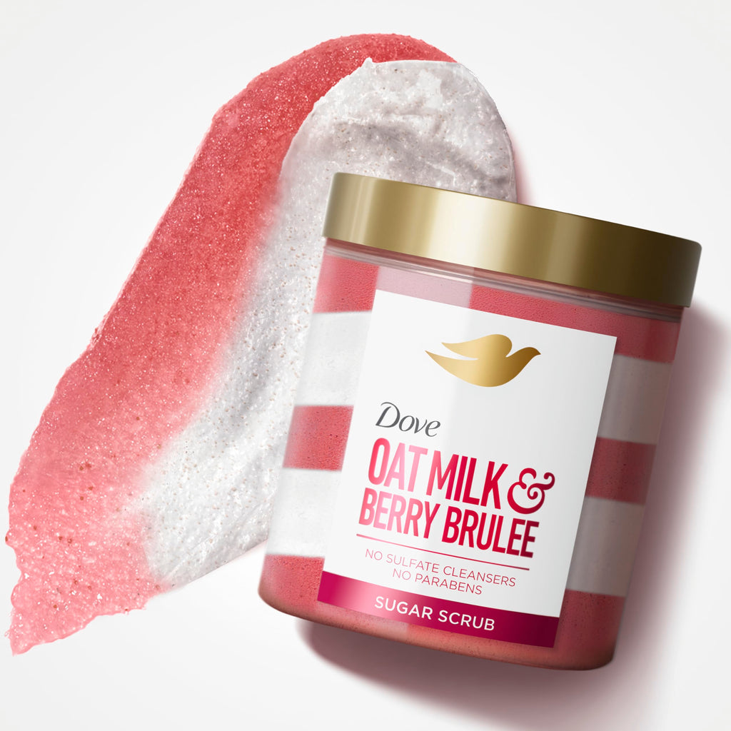 Dove Sugar Body Scrub Oat Milk & Berry Brulee For Exfoliated & 15 oz