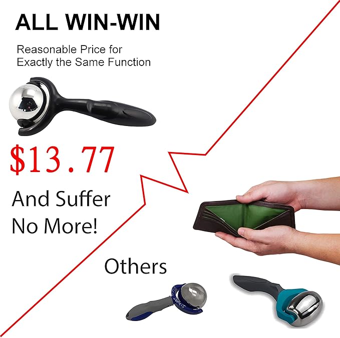 Vinyl Quote Me Roller Massage Ball - Ergonomic Handle Cold Warm Compression Temperature Keeper Stainless Steel Muscle Pain Relief Body Neck Shoulder Back Leg Calf Therapy Ice Heat Hot-Roller Stick