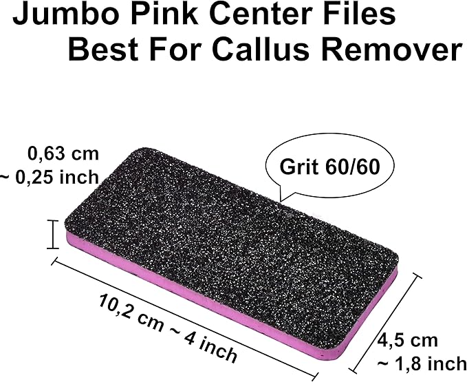 New AMT 25 PCS Pedicure Foot File Grit 60/60, Black Callus Remover File, Nail Files for Pets, Emery Boards for Pet Grooming, 60 Grit Foot File (25 PCS -Pink Center)
