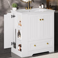 IRONCK Bathroom Vanity with Ceramic Sink, 30" Bathroom Cabinet, White