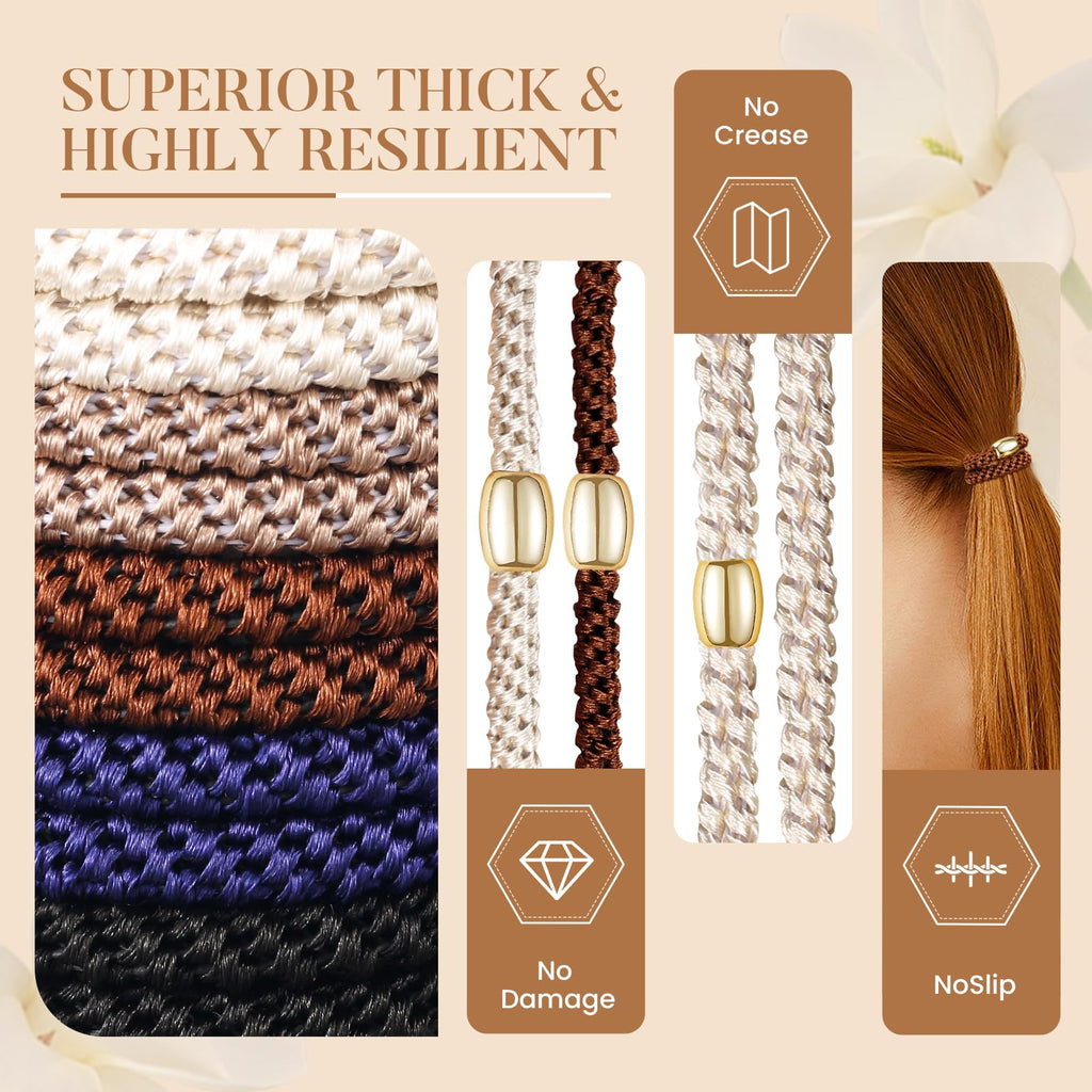 FORENEE 10Pcs Braided Hair Ties for Thick Hair - Classic Dinner