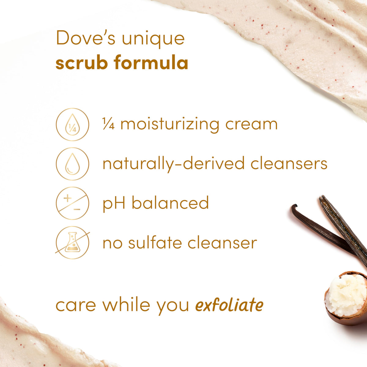Dove Vanilla Sugar & Shea Butter Body Scrub Exfoliates and Deeply 15 oz
