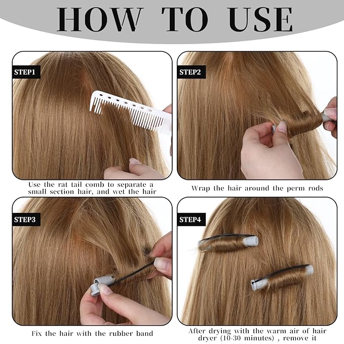 30 Pcs Perm Rods Set for Natural Hair Plastic Cold Wave Rods Hair Curling Rollers DIY Hairdressing Tools for Natural Hairs Long Short (Grey)