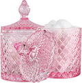 2 Pack Qtip Holder Apothecary Jars with Lid, Thick Glass, Large Pink