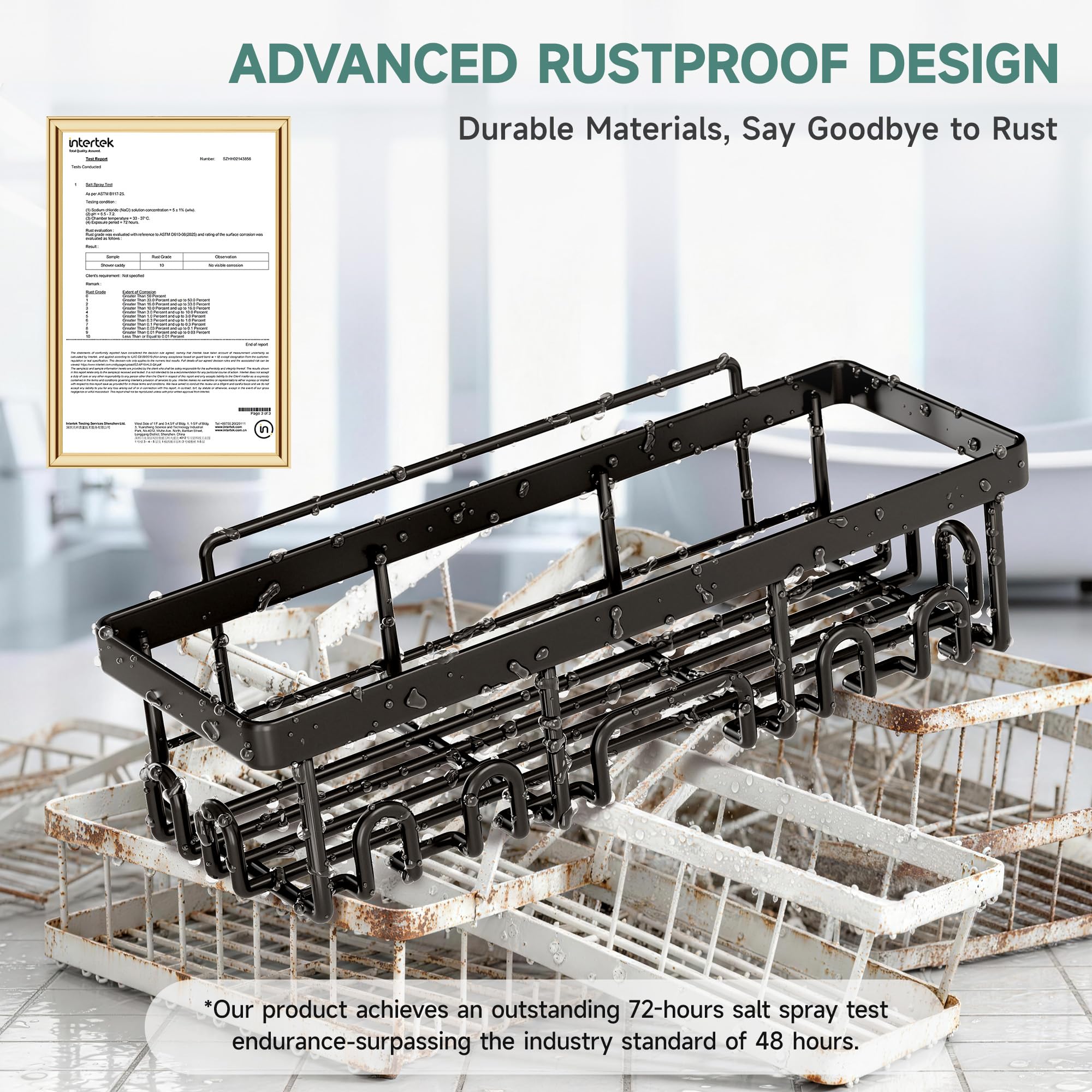 Veken 5-Pack Rustproof & Waterproof Shower Caddy 5-Pack, No Drilling Adhesive Corner Shower Shelves, Rack For Inside Shower, Large Bathroom Organizer Storage Accessories, Ideal for Home&Kitchen, Black
