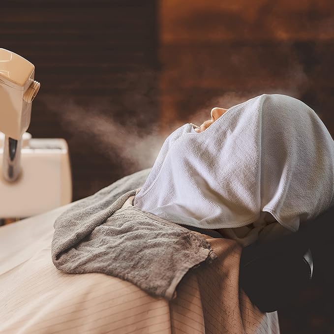 Fushay Facial Towels Professional Split Design Microfiber for Spa Steam Esthetician Supplies Salon and Barber Tools (All White)