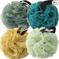 Loofah Sponges for Shower,Nature Green 4 Pack - Dark Green, Peacock Green, Yellow & Light Green