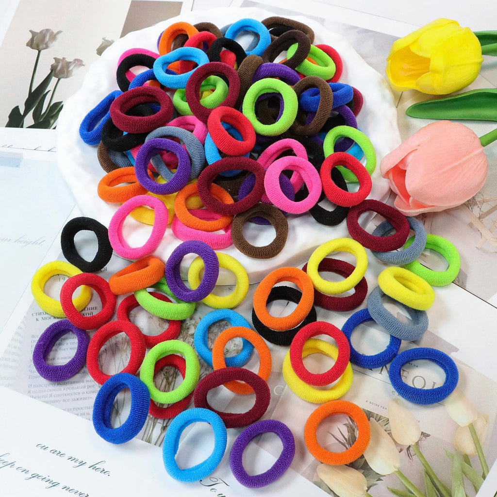 WillingTee 120PCS Baby Hair Ties, Cotton Toddler Hair Ties for Girls,Kids