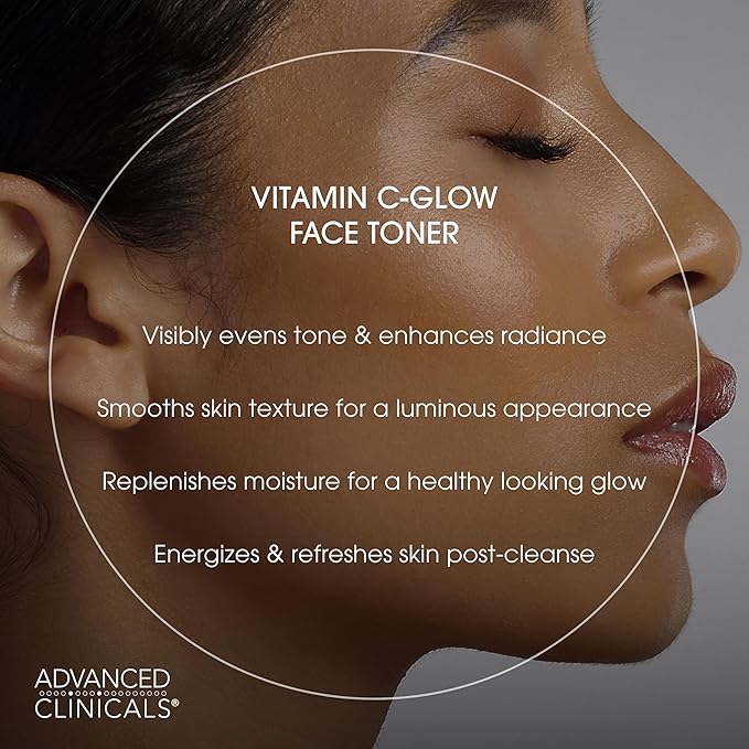 Advanced Clinicals Vitamin C Glow Facial Mist Toner for Face W/Rosewater, Ferulic Acid, & Peptides. Vitamin C Antioxidant Moisturizer Face Mist Provides Instant Skin Hydration, Non-Greasy, 8 Fl Oz