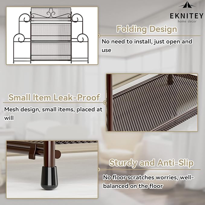 EKNITEY Bathroom Organizer Shelf Countertop - 3 Tier Spice Rack No Assembly