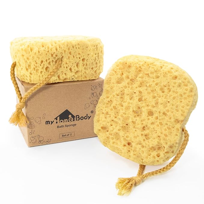 myHomeBody Bath Sponge, Foam Loofah, Shower Sponge for Body, Square, 2 Pack