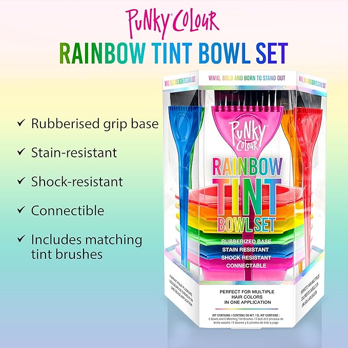 Punky Colour Hair Dye Brush and Bowl Set - Multi-Color Hair Coloring Tools with Mixing Bowl, DIY Dying & Bleaching for Salon & At-Home Use