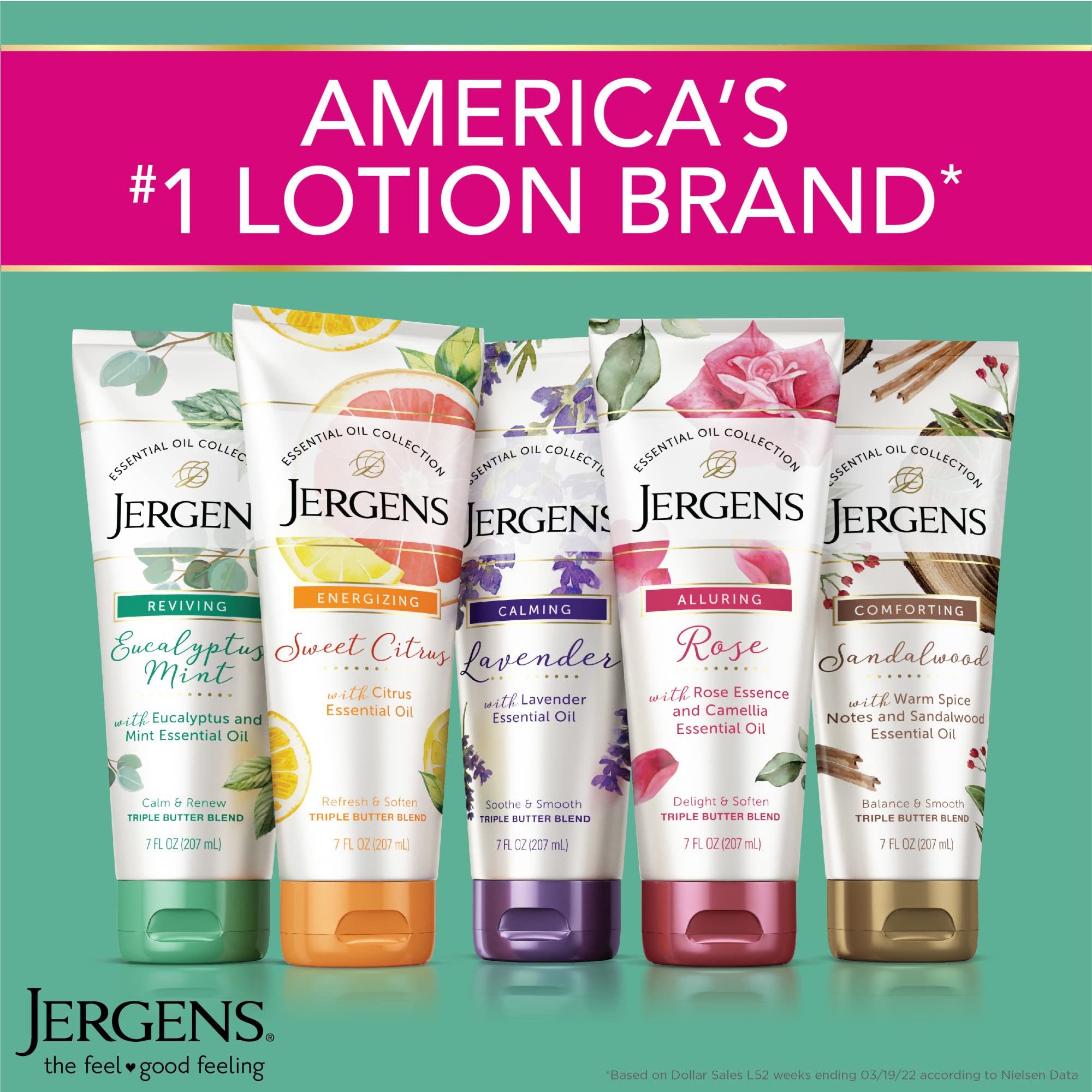 Jergens Lavender Hand & Body Lotion For Dry Skin, 7 fl oz, 3 Pack