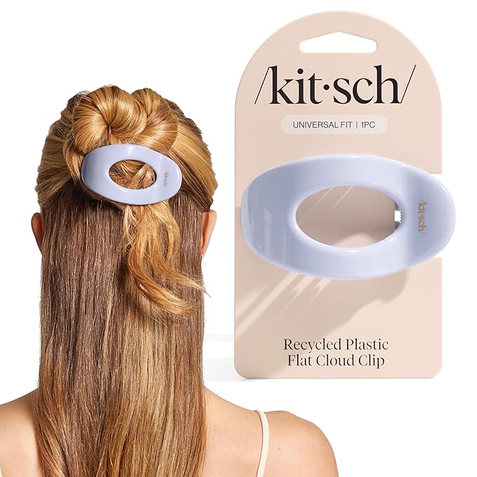 Kitsch Medium Flat Claw Clips for Women - Stylish Flat Hair Clips, Strong Hold for Thick & Fine Hair | Non-Slip for Secure, Comfortable All-Day Wear - Hydrangea Breeze