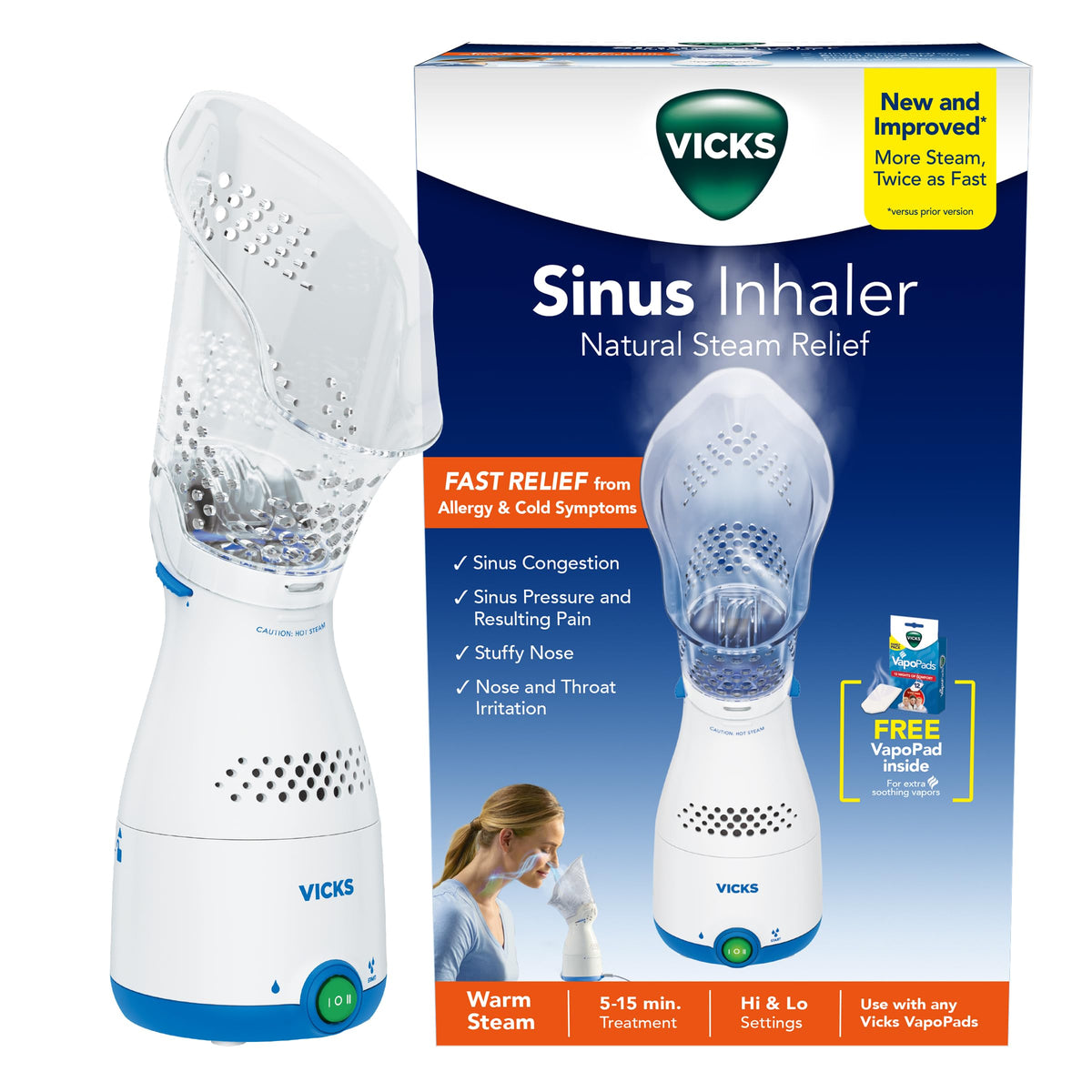 Vicks Sinus Inhaler for Sinus Relief, Works with VapoPads (1 Included)