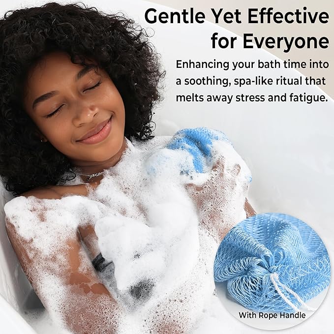 African Net Sponge Authentic - Exfoliating Back Scrub Bath Sponge with Knots - Afro Scrub Body Scrubber Exfoliator Washcloth - African Body Care Daily Use Shower Essentials