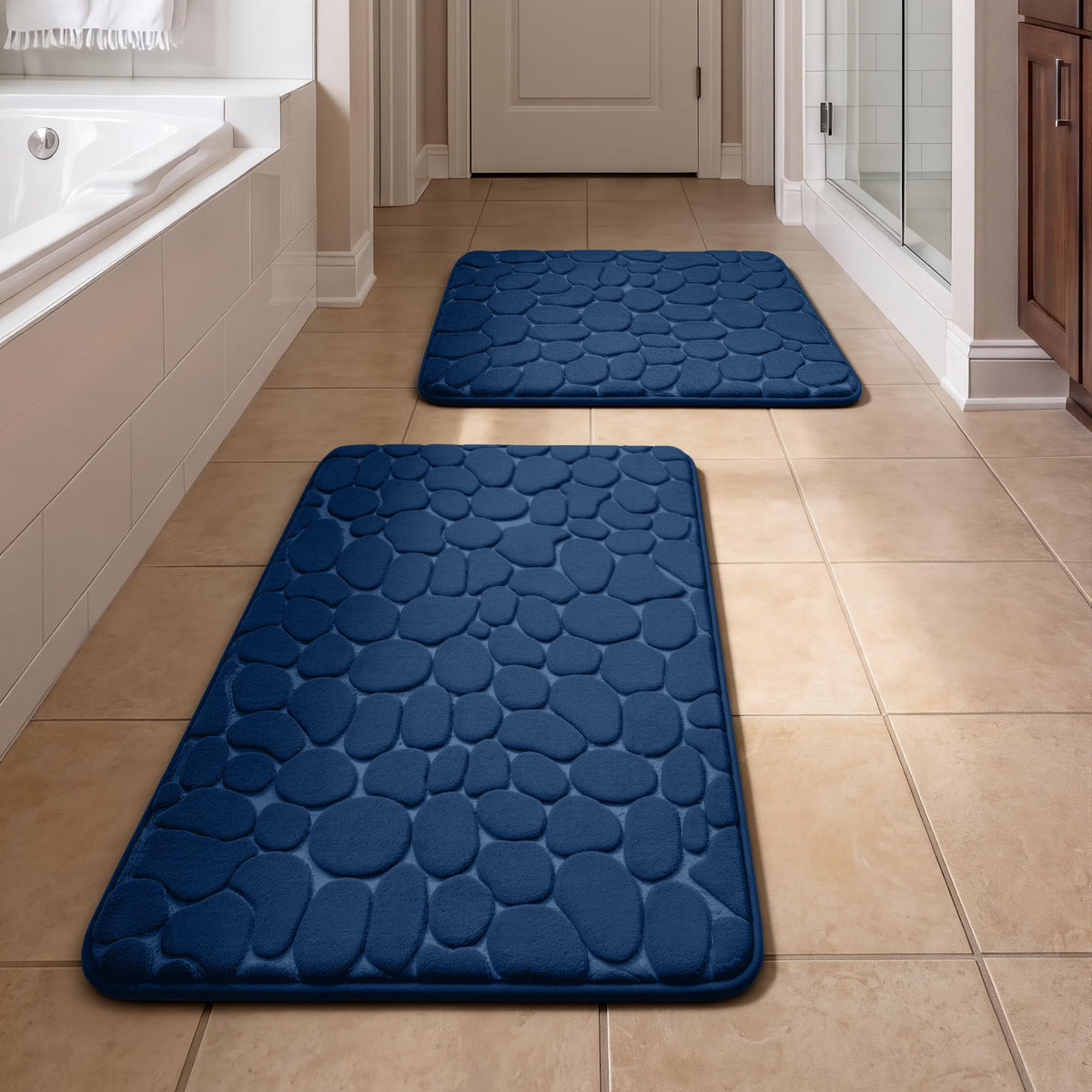 YIHOUSE Bathroom Rugs Mat Set, Memory Foam Bath Mat 5 Piece Dark Grey