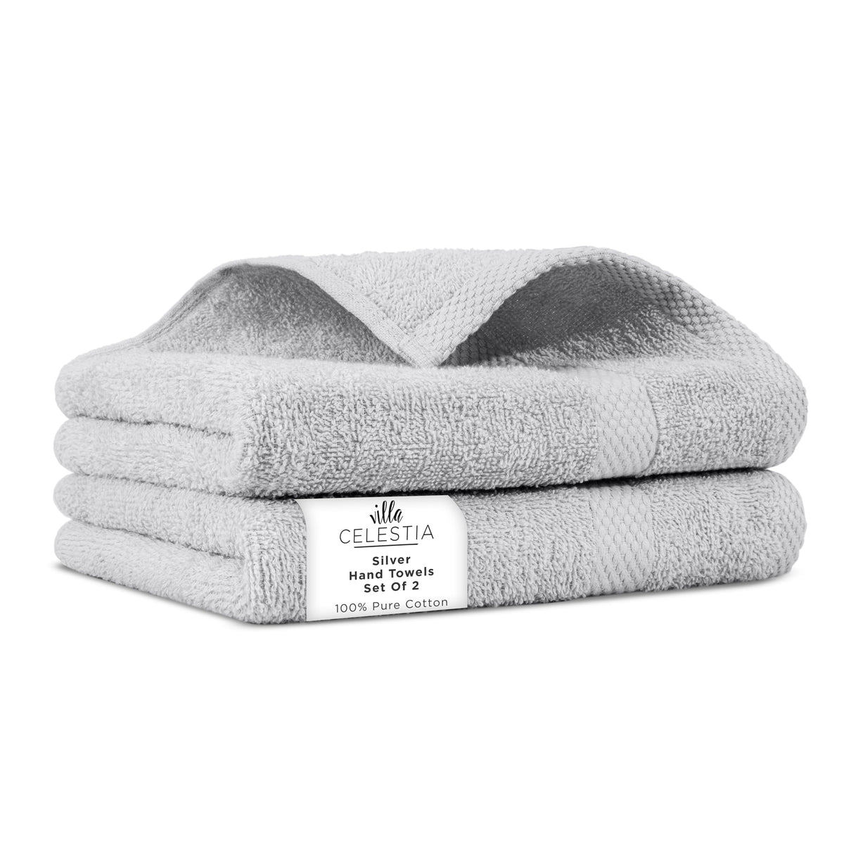 Villa Celestia Cotton Hand Towels Set of 4, 16 x 28, Oeko-TEX Certified, Quick Dry, Sage