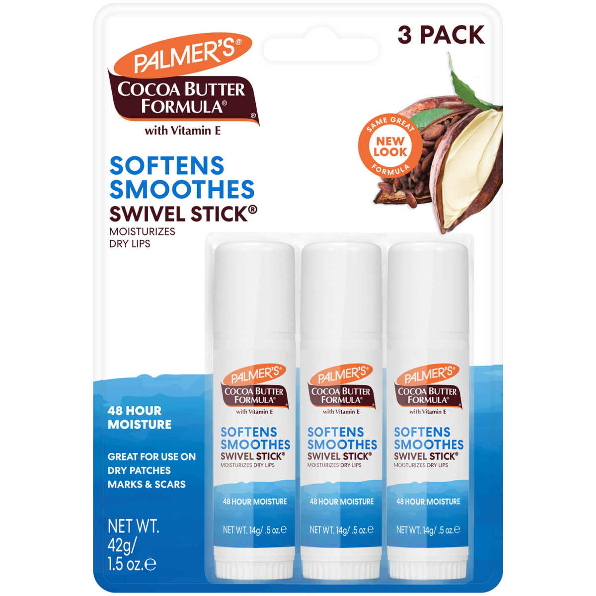 Palmer's Cocoa Butter Lip Balm & Face Body Moisturizer Sticks (Pack of 3)