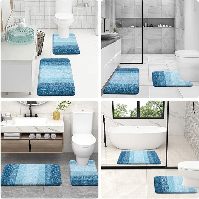 OLANLY Microfiber Bathroom Rugs Sets 3 Piece, 47"x20"+24"x16"+24"x20"