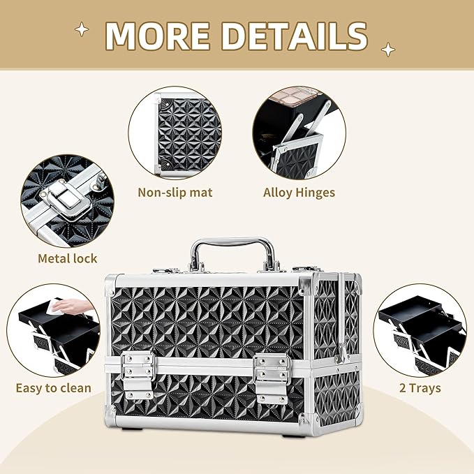 Leeora&Leekoo Makeup Case,Portable Makeup Box Organizer (Black)