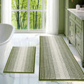 BSICPRO Bathroom Rugs and Mats Sets, 2 Piece Thick Absorbent Chenille Bath Mat Rug Set Non Slip, Soft Shaggy Bath Room Floor Mats for Bathroom, Machine Washable (Sage, 20" x 47" Plus 20" x 32")