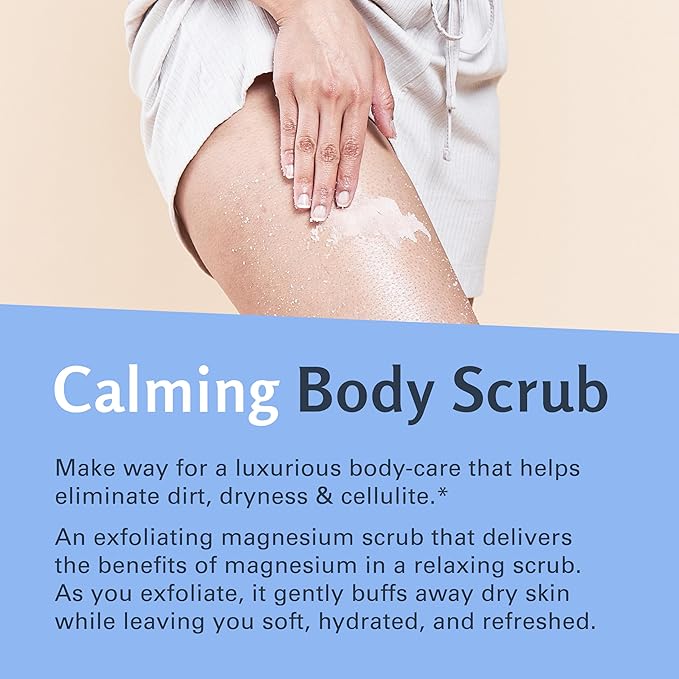 Magnesium Body Scrub for Sore Muscles, Exfoliation & Relaxation | Calming & Moisturizing Mineral-Rich Dead Sea Salt with Collagen, Stem Cell & Shea Butter, for Body, Hands & Feet, 16oz by M3