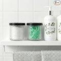 2 Pack Qtip Holder Bathroom Set - Glass Apothecary Jars with Lids, Canisters for Cotton Balls.Swabs, Floss Picks, Hair Ties - Vanity Organizer & Vintage Bathroom Storage (Clear)