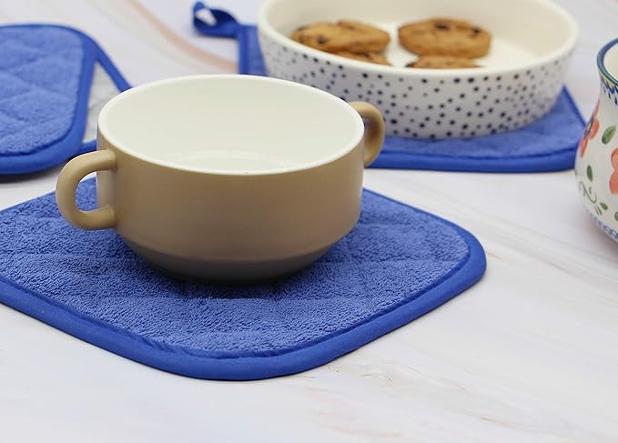 GQZLUCK Cotton Pot Holders, Hot Pads for Kitchen,Set of 4, Dark Blue