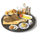 Oroyutor 16-Inch Oak Lazy Susan Organizer with Black Metal Rail