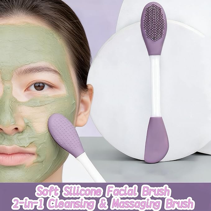 Upgraded 5-in-1 Skincare & Grooming Kit: Stainless Steel Blackhead Remover Pore Cleanser, Pain-Free Nose Hair Trimmer, Lip Scrubber, Mask Brush with Travel Makeup Pouch for Men & Women