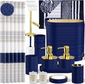 InnJoey Bathroom Set - Bathroom Sets with Shower Curtain and Rugs, 25PC Bathroom Accessory Set, Blue Bathroom Accessories Set with Trash Can, Soap Dispensers