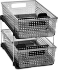 madesmart Premium 2 Tier Organizer, Undersink Storage with Pull Out Sliding Drawers, for Cleaning Supplies, Pantry, Sponges, Bottles, Adjustable Dividers & Pull Out Sliding Baskets, Smoke
