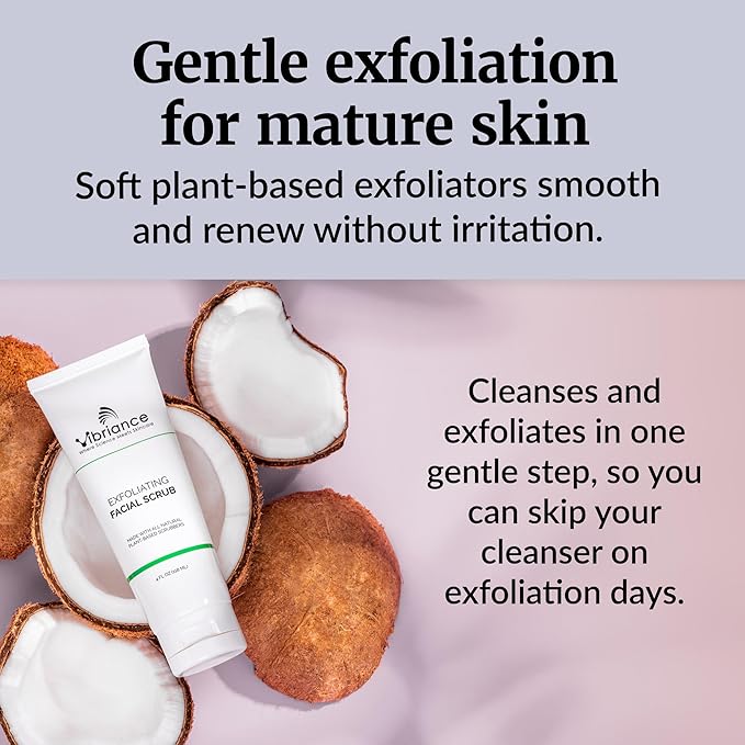 Vibriance Ultra-Gentle Face Scrub, 4 fl oz - Exfoliating Facial Wash Unclogs Pores - Sulfate and Paraben-Free Exfoliator For All Skin Types - Made with Natural Ingredients