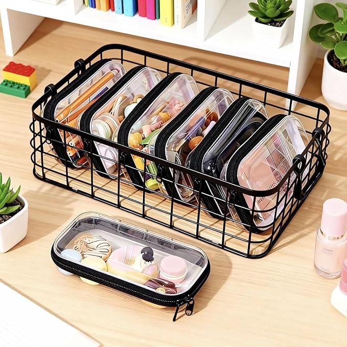 2 PCS Black Small Clear Hard Shell Zipper Case for Snacks & Cosmetic Tools