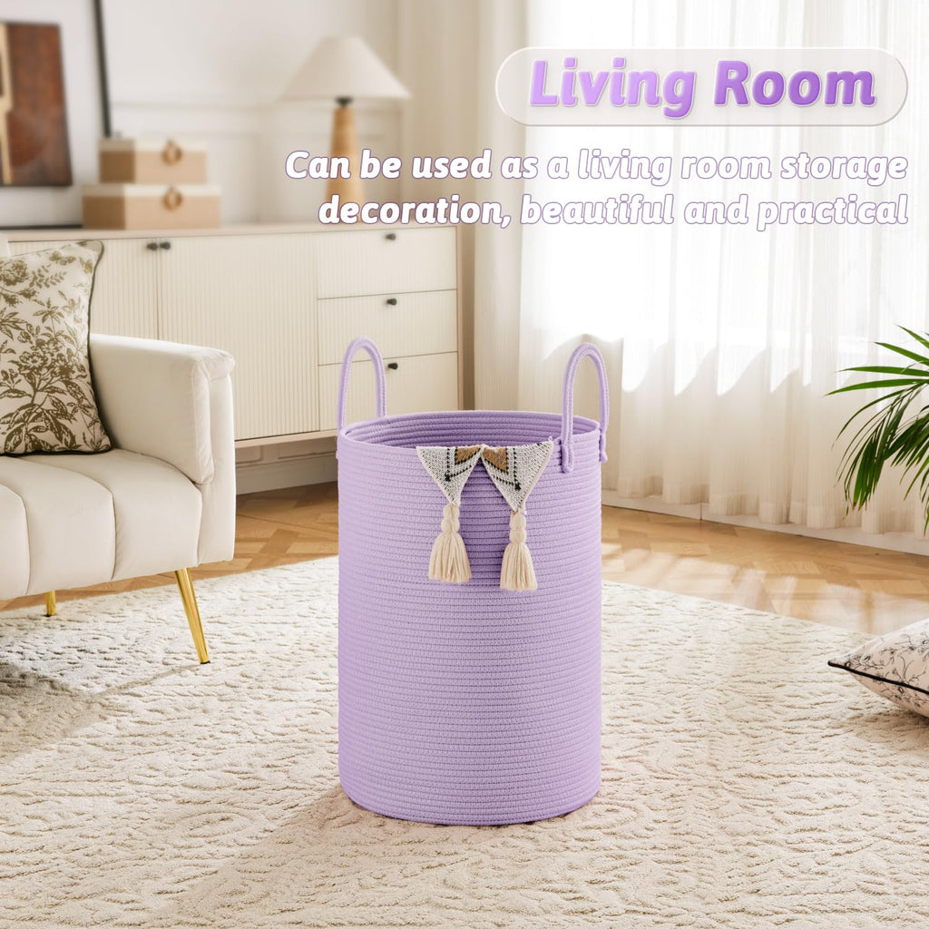 Artfeel Laundry Basket,Woven Cotton Rope Laundry Hamper,40L for Decorative Storage of Dirty Clothes,Toys and Blankets in Bathroom,Baby Room and Living Room