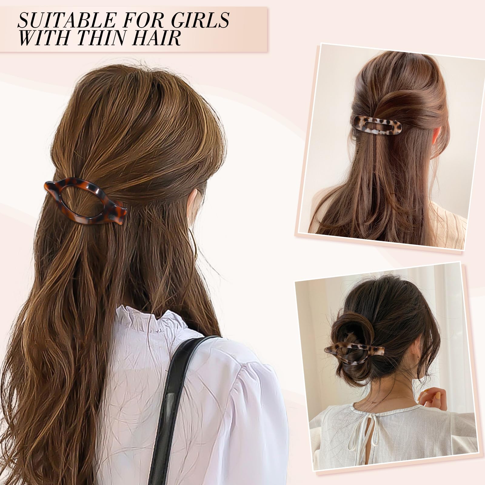 Obeoby 8 PCS Flat Hair Clips, Easter Gifts Tortoiseshell Flat Claw Clips 2 Styles Hair Claws for Women Girls Medium Hair Volume