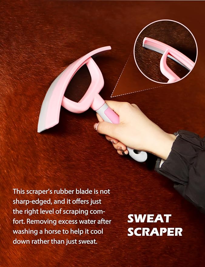 Horse Grooming Kit, 9-Piece Grooming Tools Set for Daily Horse Care – Includes All Essential Tools for Everyday Grooming Pink