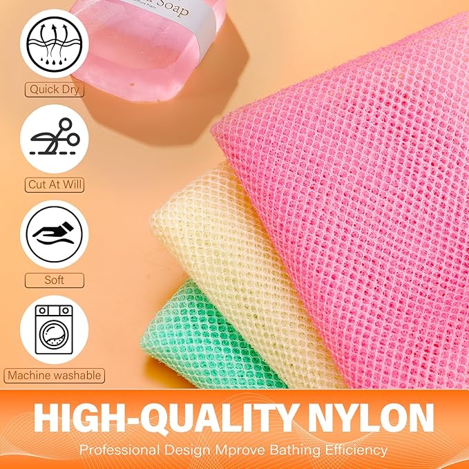 African Net Sponge 12-Pack, Exfoliating Bath Sponge for Body Care, Ideal for Home Spa & Birthday Gifts for Women, Men, Daughter, Son, Mother, Friend